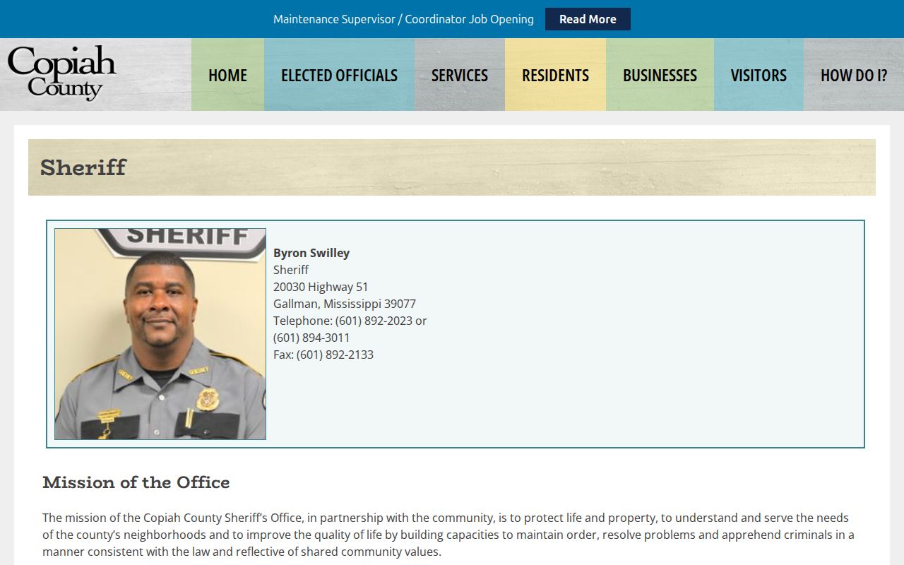 Copiah County sheriff source for released-inmate booking photo requests